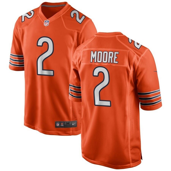 Men's Chicago Bears #2 D.J. Moore Orange Stitched Game Jersey